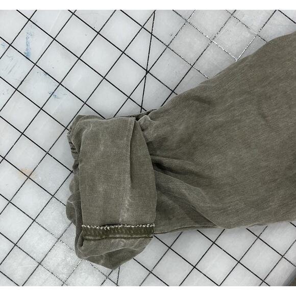 Express Short Dress Green Laced Neckline 3/4 Sleeve Cuffed Pockets Medium I9 - Picture 5 of 12